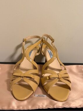 Prada Yellow Patent Leather Strap Sandals